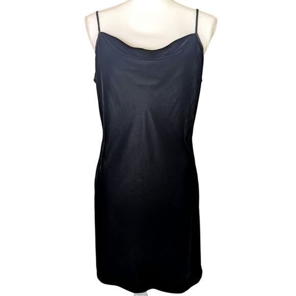 Banana Republic Velvet Black Cowl Neck Slip Mini Dress Women Petite M Sexy Party - Picture 1 of 13